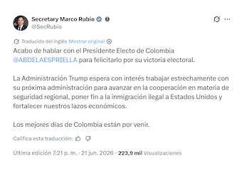 Marco Rubio y su diálogo con Abelardo de la Espriella