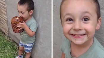 Su hijo se llevó un pan dulce para comerlo a escondidas y su mamá grabó el momento en el que lo encontró