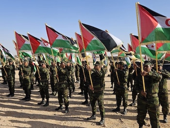 Actos de conmemoración del 50 aniversario de la proclamación de la República Árabe Saharaui Democrática (RASD), con la intervención del líder del Frente Polisario, Brahim Ghali. (Europa Press)