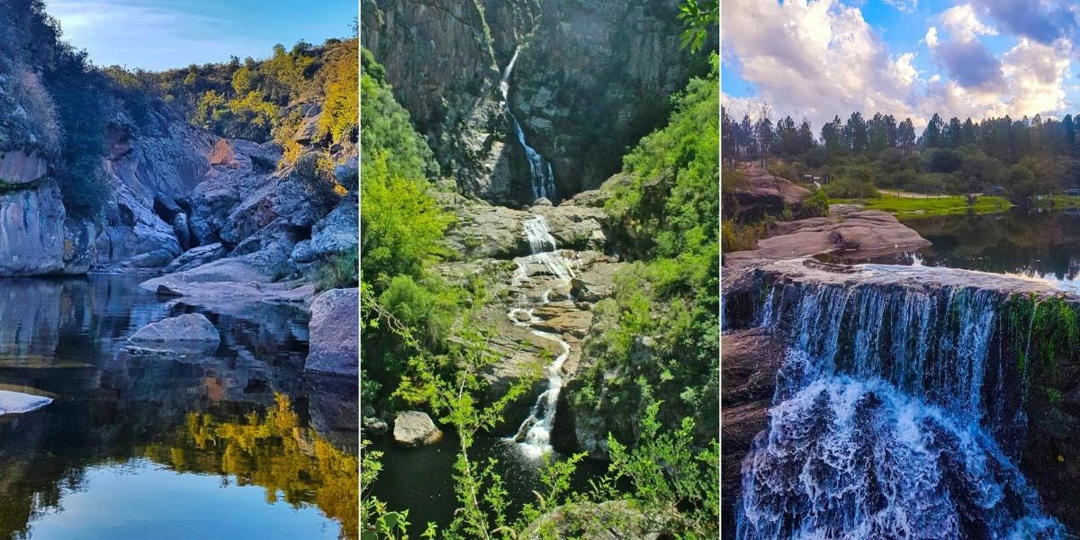 La Cascada Los Chorrillos alcanza los 115 metros de altura dentro de la reserva natural (Composición fotográfica)