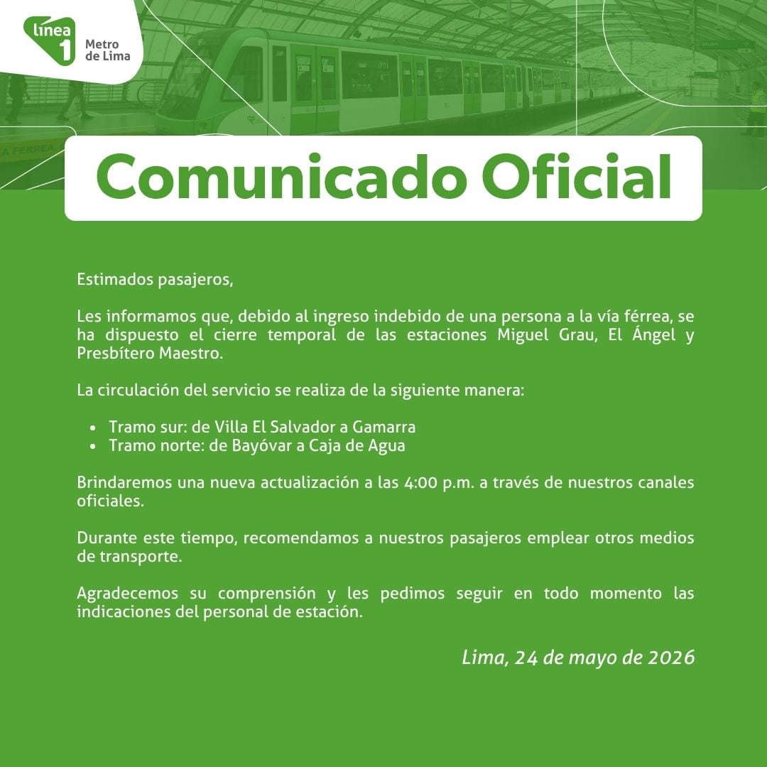 Comunicado: Línea 1 - Metro de Lima