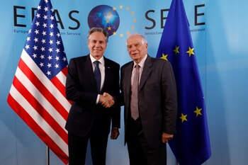 Antony Blinken, secretario de Estado de EEUU, y Josep Borrell, alto responsable de la UE para Asuntos Exteriores (REUTERS)