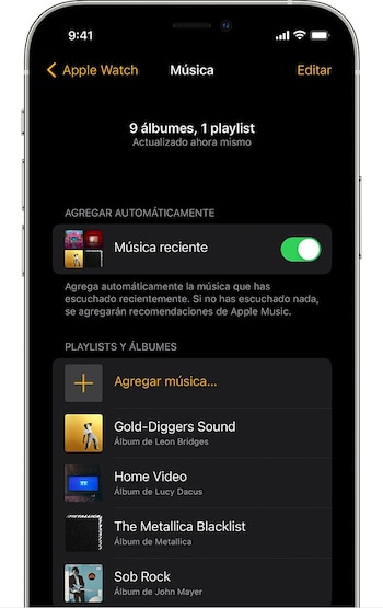 Reproducir música en Apple Watch