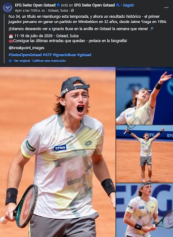 El ATP 250 de Gstaad le da la bienvenida a Ignacio Buse. Crédito: Facebook Gstaad.