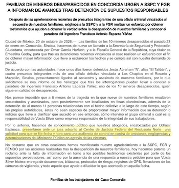 Familiares de mineros de La Concordia denuncian omisiones de la Fiscalía y piden una audiencia de control. @MineroConcordia
