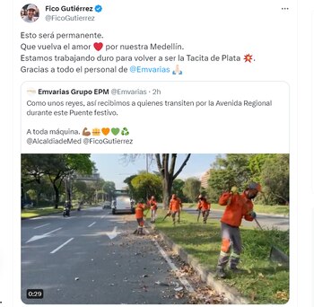 El alcalde de Medellín agradeció