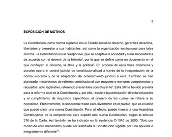 Exposición de motivos presentado en