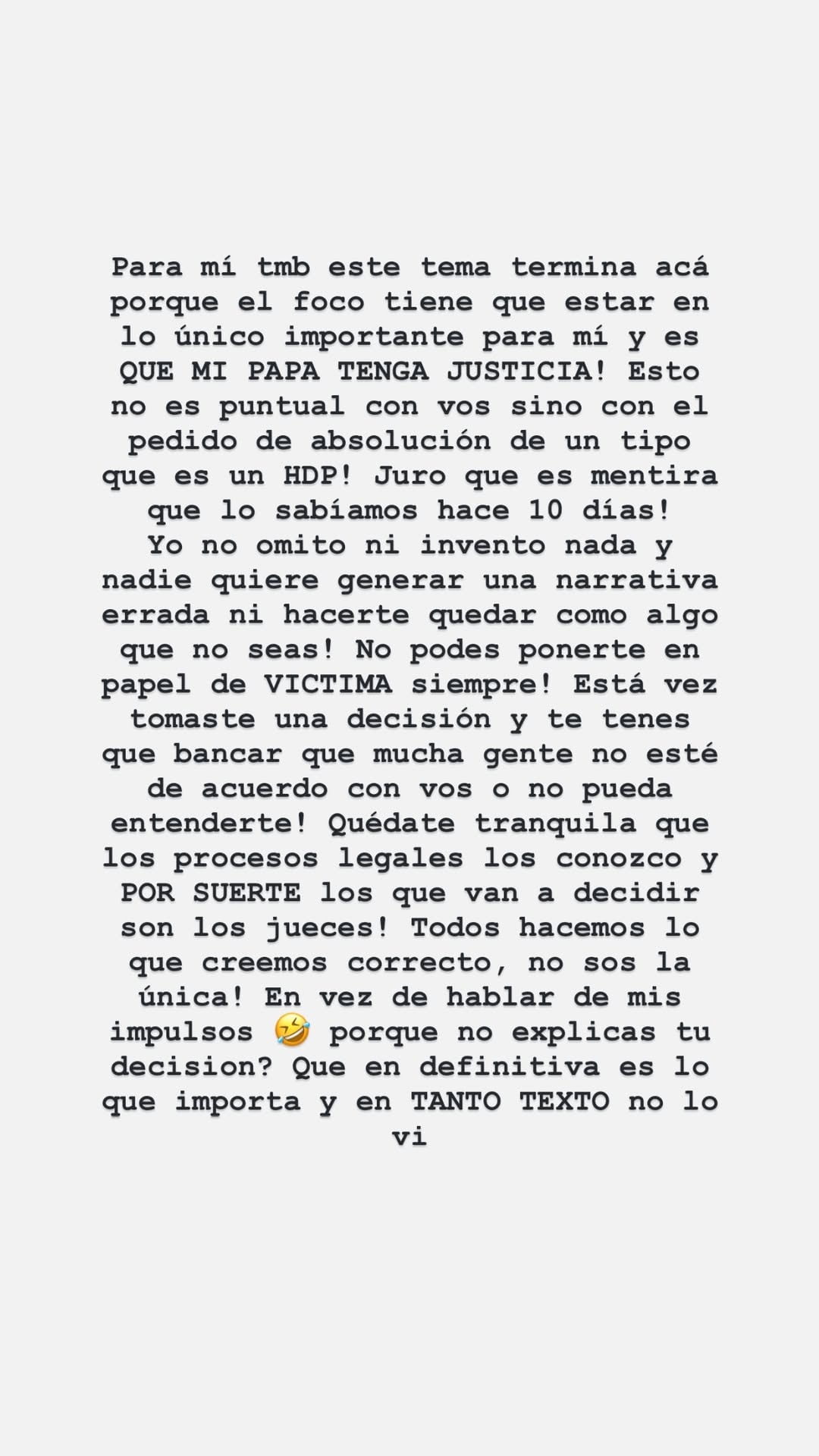 El mensaje de Dalma a Jana luego de su paso por Olga (Instagram)