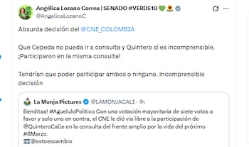 La congresista Angélica Lozano Correa