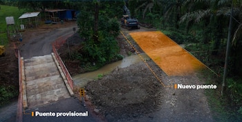 La CNE inició la construcción del puente sobre la quebrada Tinaja en Canoas de Corredores para mejorar la conectividad y la seguridad en la zona sur de Costa Rica./ (CNE)