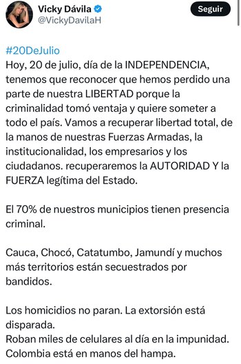 Vicky Dávila no perdió oportunidad