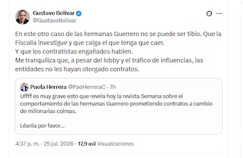 El exidirector del DPS Gustavo Bolívar pidió a que la Fiscalía investigue el presunto actuar delictivo de Juliana Guerrero - crédito @GustavoBolivar/X