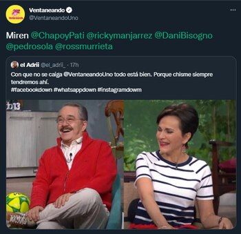Ventaneando retweet Foto: Twitter/VentaneandoUno