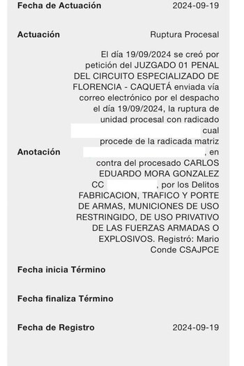 Carlos Eduardo Mora González, sospechoso