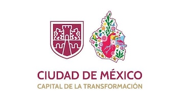 Un logo con un escudo bordó y un mapa colorido con flores, un corazón y animales. Debajo, el texto "CIUDAD DE MÉXICO CAPITAL DE LA TRANSFORMACIÓN"