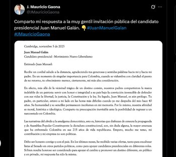 En la carta dirigida a