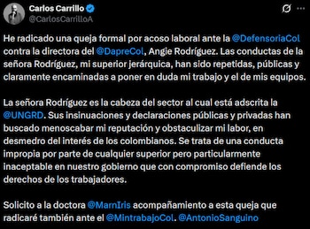 Carlos Carrillo presentó una queja