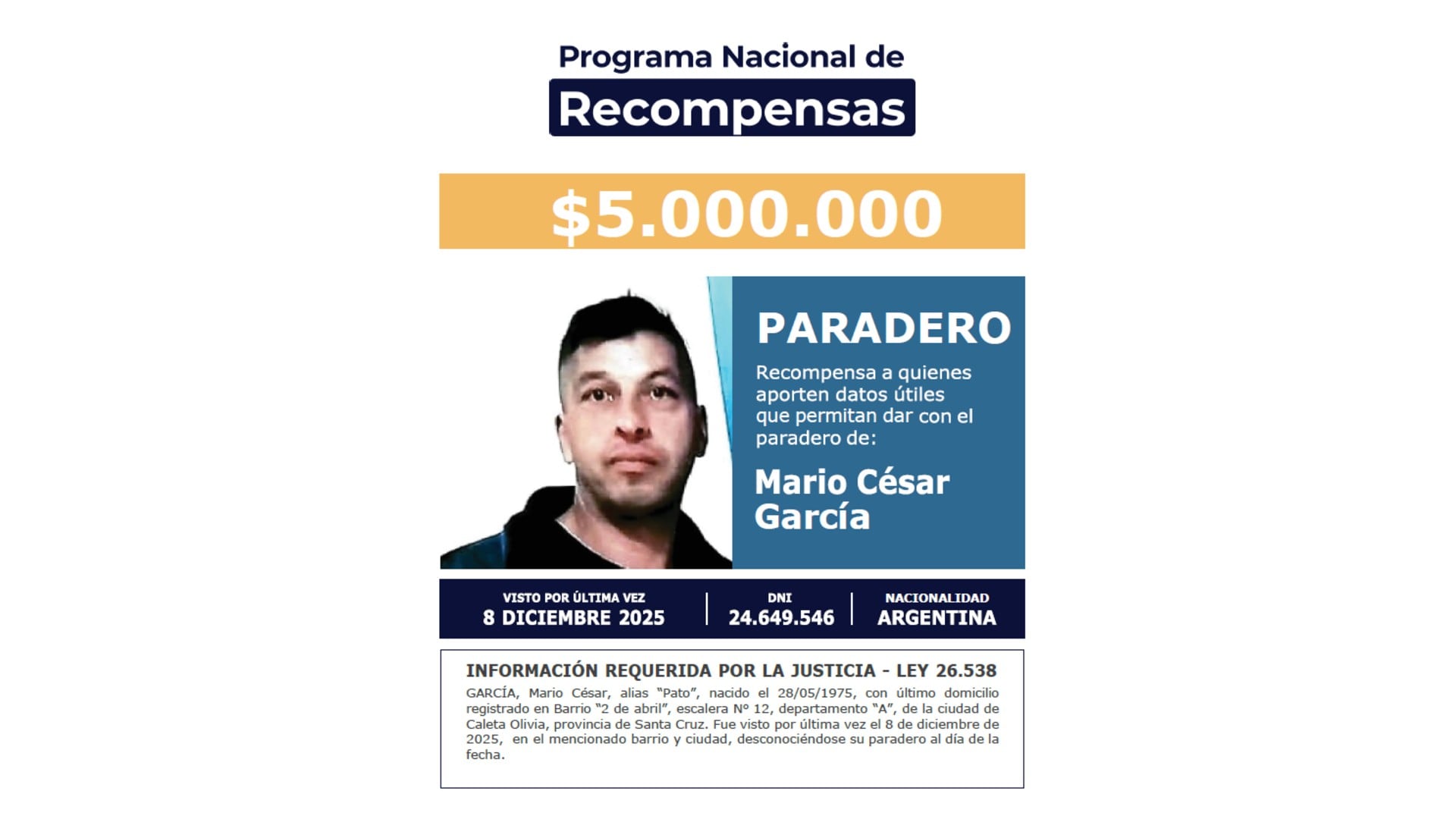 La información del Programa Nacional de Recompensas
