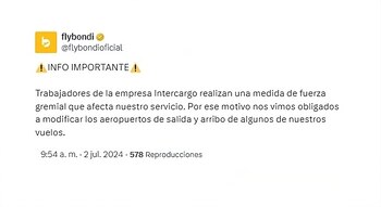 La publicación de Flybondi sobre