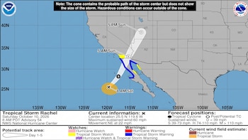 La tormenta tropical Rachel amenaza a un estado de EEUU con lluvias intensas, inundaciones y vientos de hasta 105 km/h