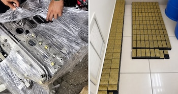 El decomiso incluyó 64,420 cápsulas calibre 9 milímetros y 9,680 cápsulas calibre 38 milímetros, según la Dirección General de Aduanas. (Foto cortesía Dirección General de Aduanas (DGA))