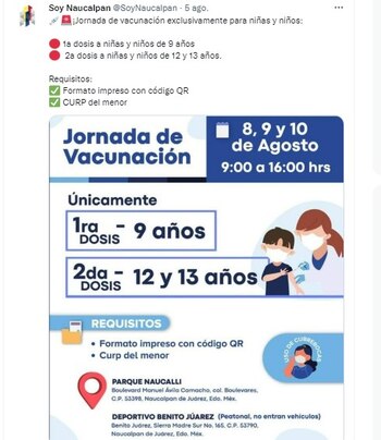La segunda dosis para niños