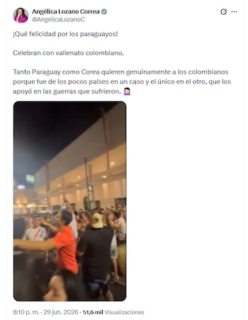 La senadora felicitó a Paraguay por su triunfo en el Mundial 2026 - crédito @AngélicaLozanoC/X