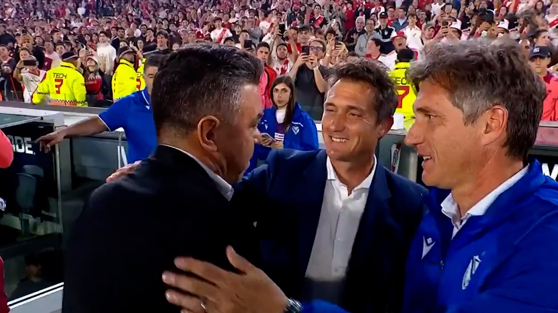 El encuentro entre los técnicos en el Monumental en 2025