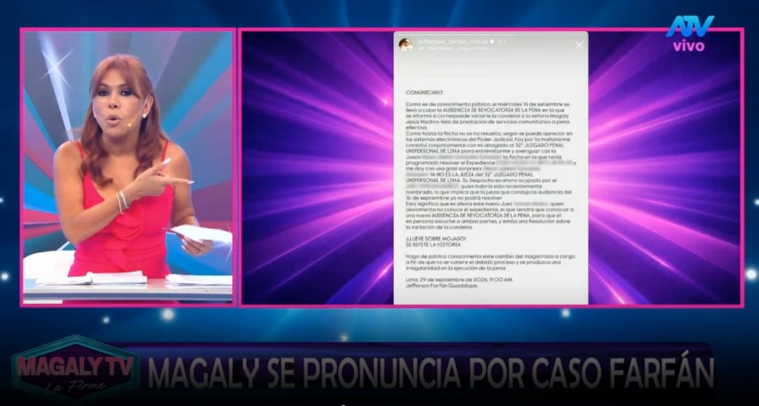 Magaly Medina denuncia “cacería de brujas” tras pedido de Jefferson Farfán para llevarla a prisión. Captura: Magaly TV La Firme.