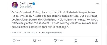 El senador David Luna, de