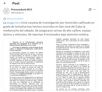 Abren carpeta de investigación por violencia en Baja California Sur