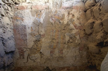 Una vista al mural moche.