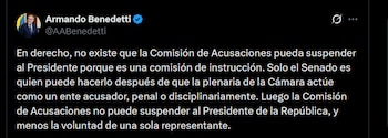 Armando Benedetti - crédito @AABenedetti/X