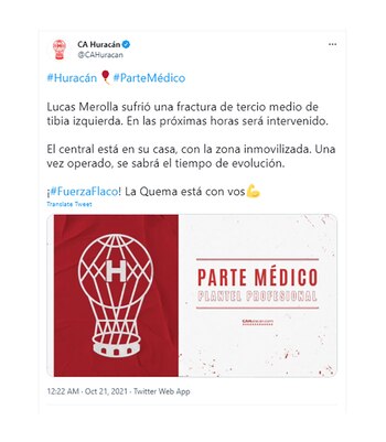 El parte médico oficial de
