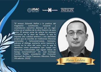 El escritor guatemalteco Mario Haroldo Cordero Ávila ganó la categoría de novela en el Concurso Iberoamericano de Cuento y Novela 2026 con su obra Fiebre de frontera.