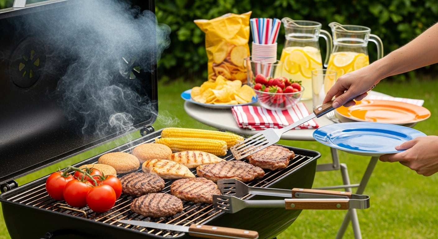 El menú de referencia de la barbacoa incluyó carnes, guarniciones, postre y limonada, con un gasto promedio de USD 7,38 por persona (Imagen Ilustrativa Infobae)