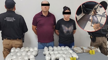 Perro policía descubre 25 mil dosis de fentanilo y 20 kilos de metanfetamina ocultos en un vehículo en Chihuahua: detienen a dos