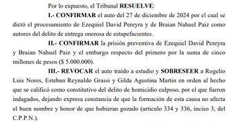 Fragmento del sobreseimiento de Nores