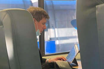 James OKeefe riding the Amtrak