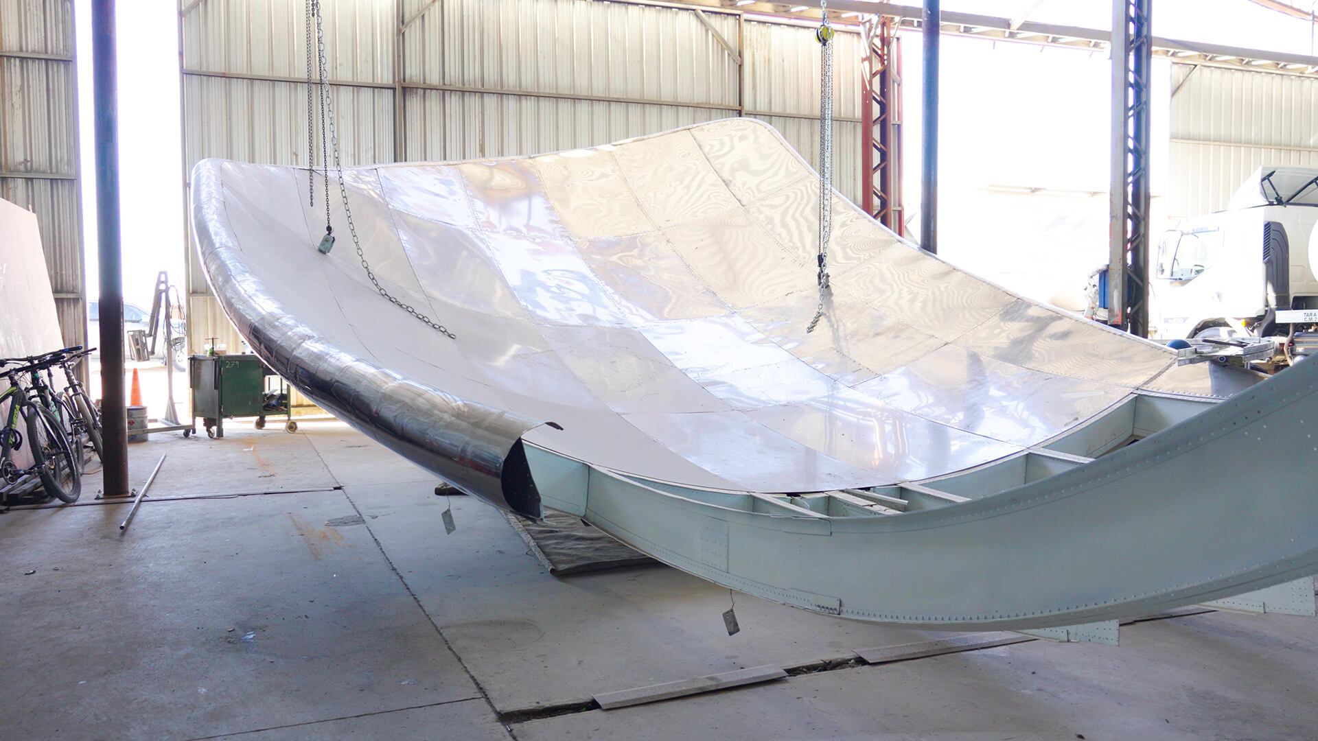 Uno de los pétalos en la fábrica de Baradero