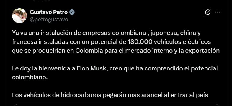 Pronunciamiento de Gustavo Petro - crédito @petrogustavo/X