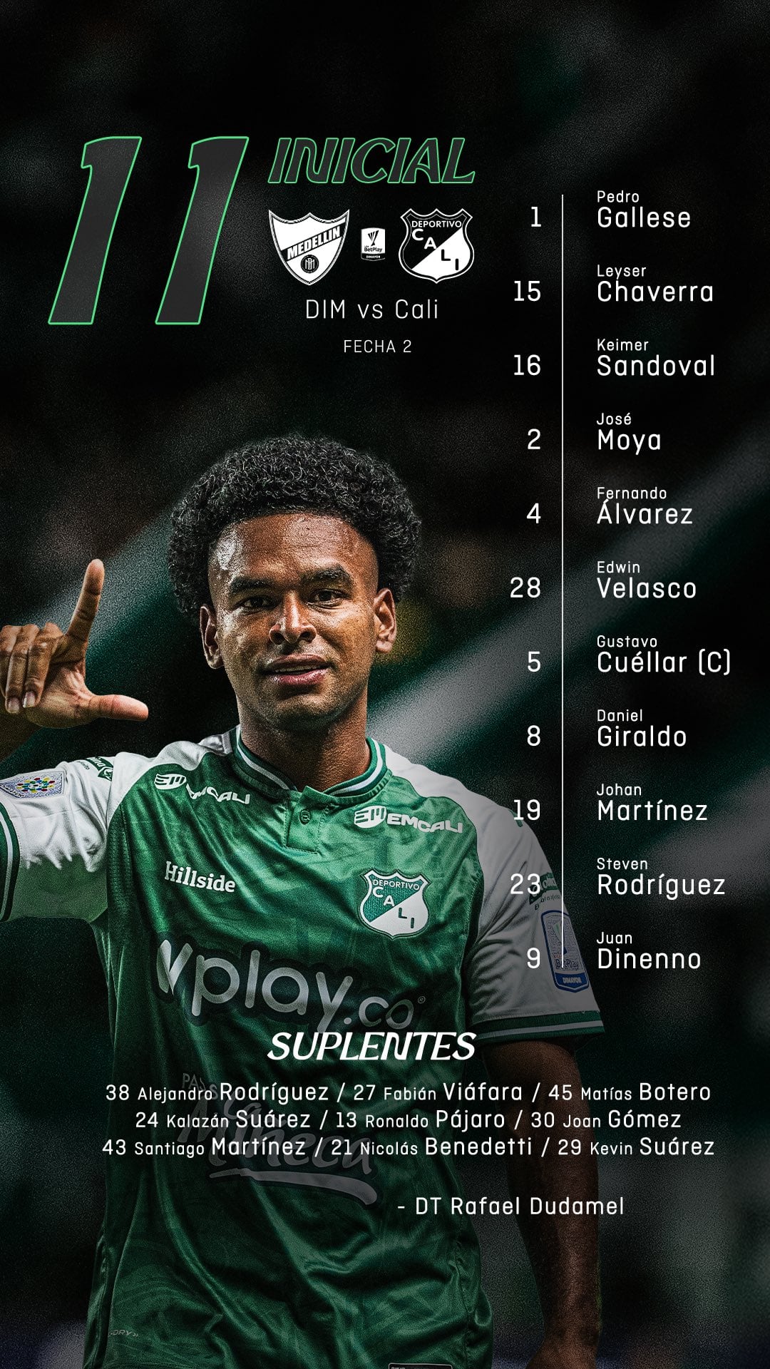 Esta es la formación del Deportivo Cali para enfrentar al Independiente Medellín por la Liga BetPlay - crédito Deportivo Cali