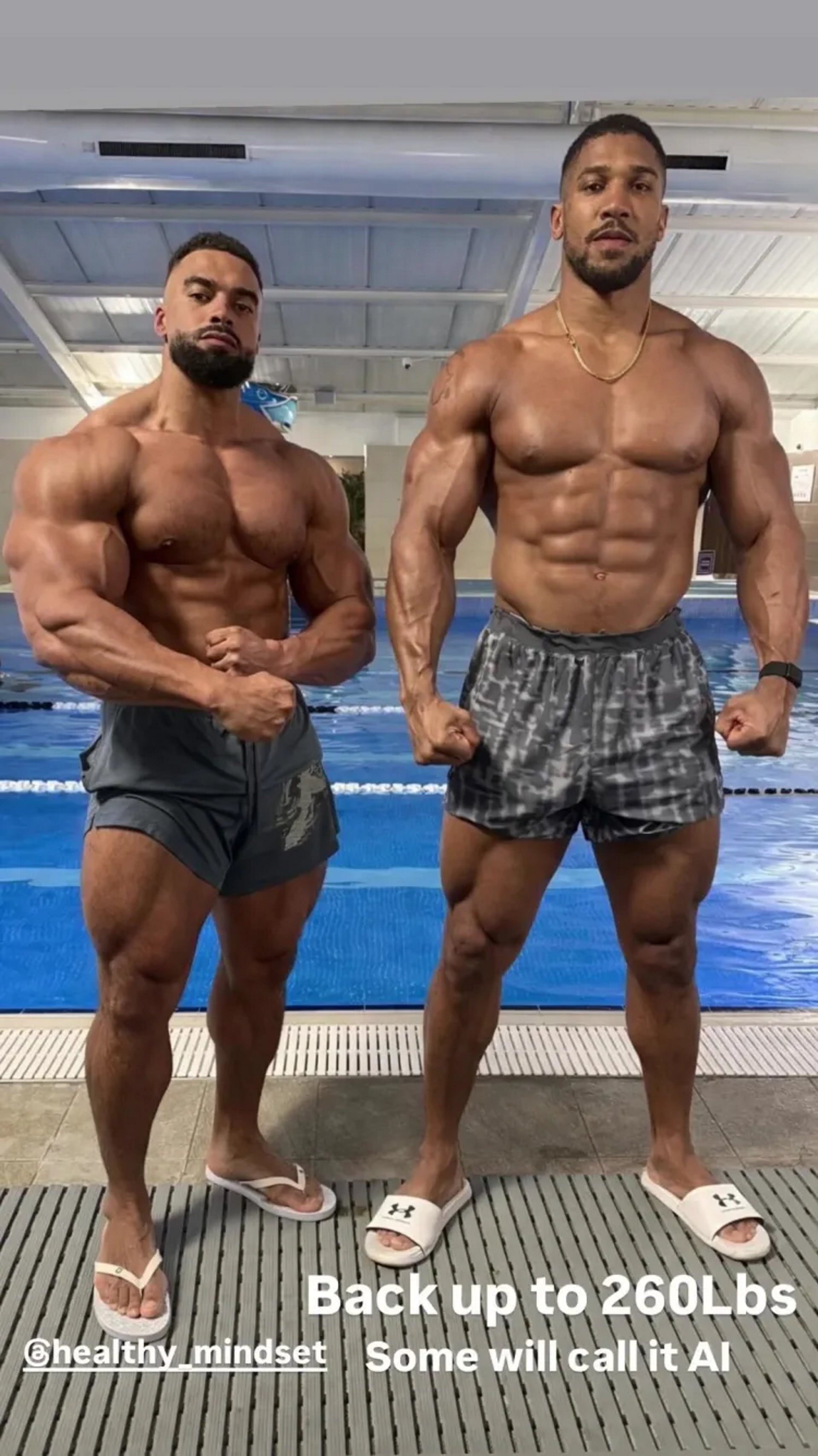 La imagen que subió Joshua días después de la pelea tras ascender hasta las 260 libras