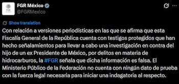 FGR niega la existencia de una investigación por huachicol en contra de “Andy” López Beltrán. Captura de pantalla.