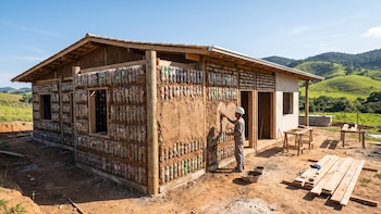 Un hombre comenzó a recolectar plástico en 2012 y hoy ha construido un pueblo entero con botellas