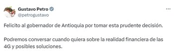 Gustavo Petro felicitó al gobernador