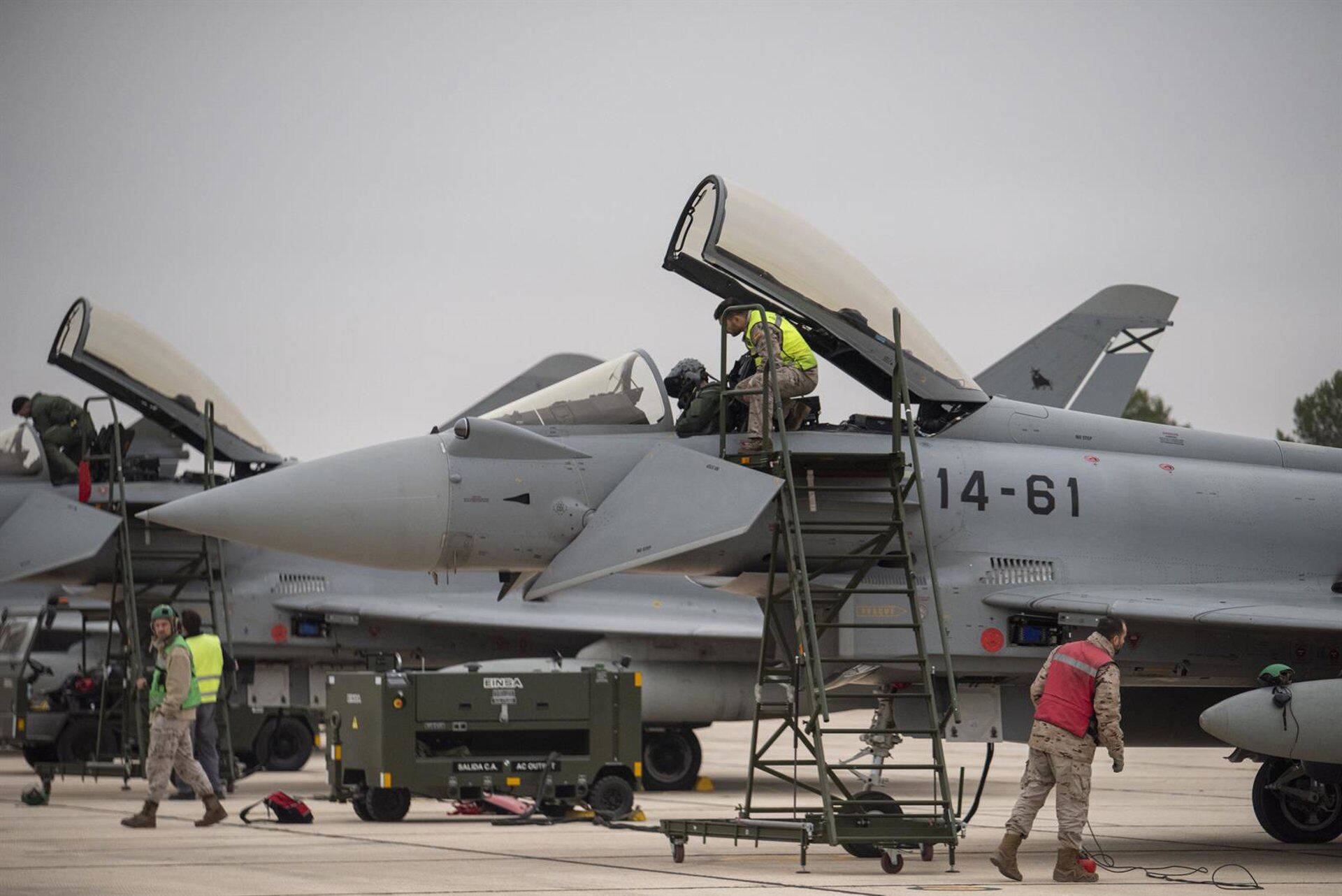 Eurofighter del Ala 14 rumbo a la base aérea de Mihail Kogalniceanu de Constanza, Rumanía (íctor Fernández - Europa Press)