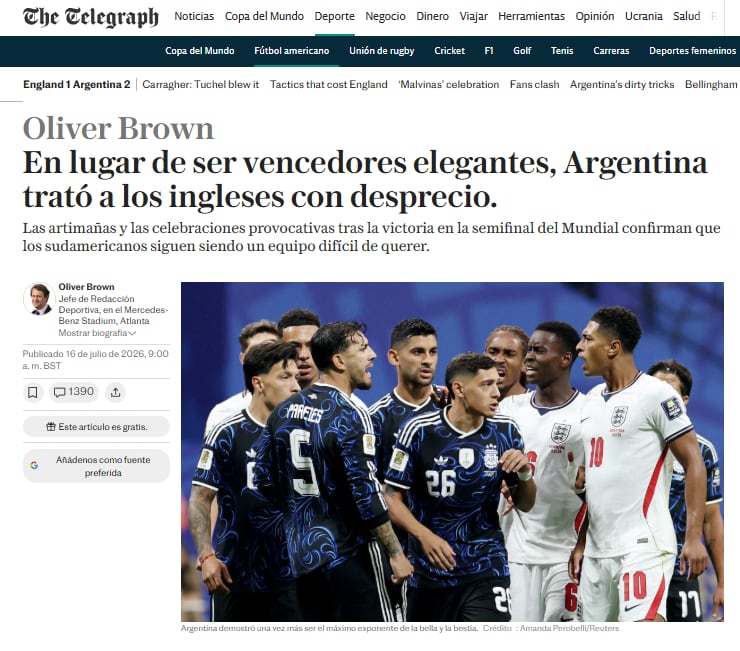 El artículo en el diario The Telegraph