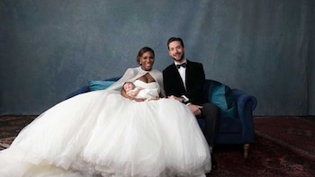 Serena Williamas, Alexis Ohanian y la pequeña Alexis Olympia en día de la boda (Foto: Archivo)