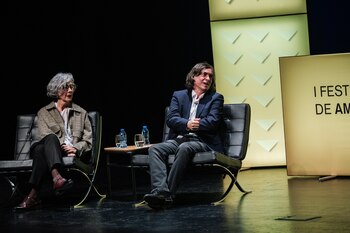 Mario Vargas Llosa y Mircea Cărtărescu en el Festival Escribidores